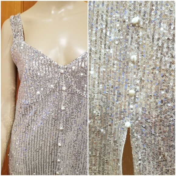 Zara silver sequin sparkly NYE dress - Picture 6 of 8